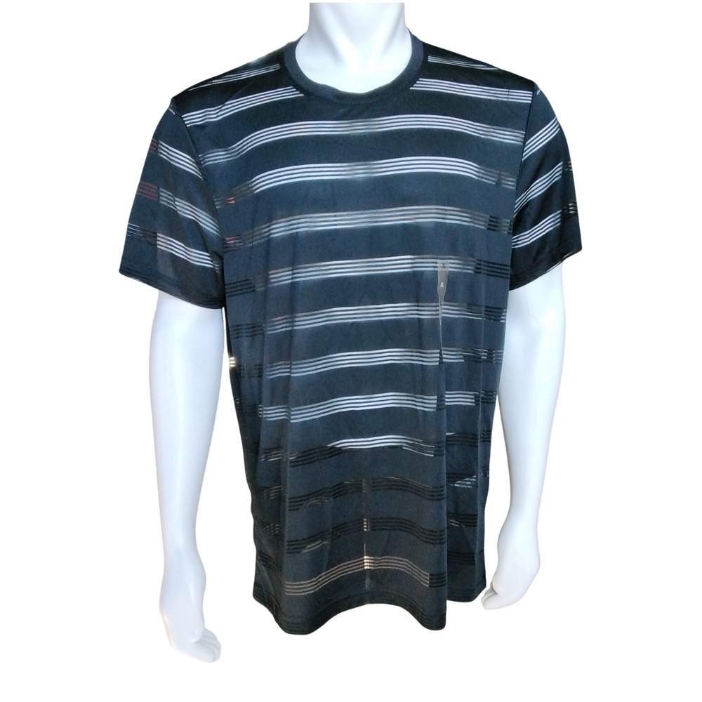 INC International Concepts Mens XL Black Striped Burnout Short Sleeve T-Shirt